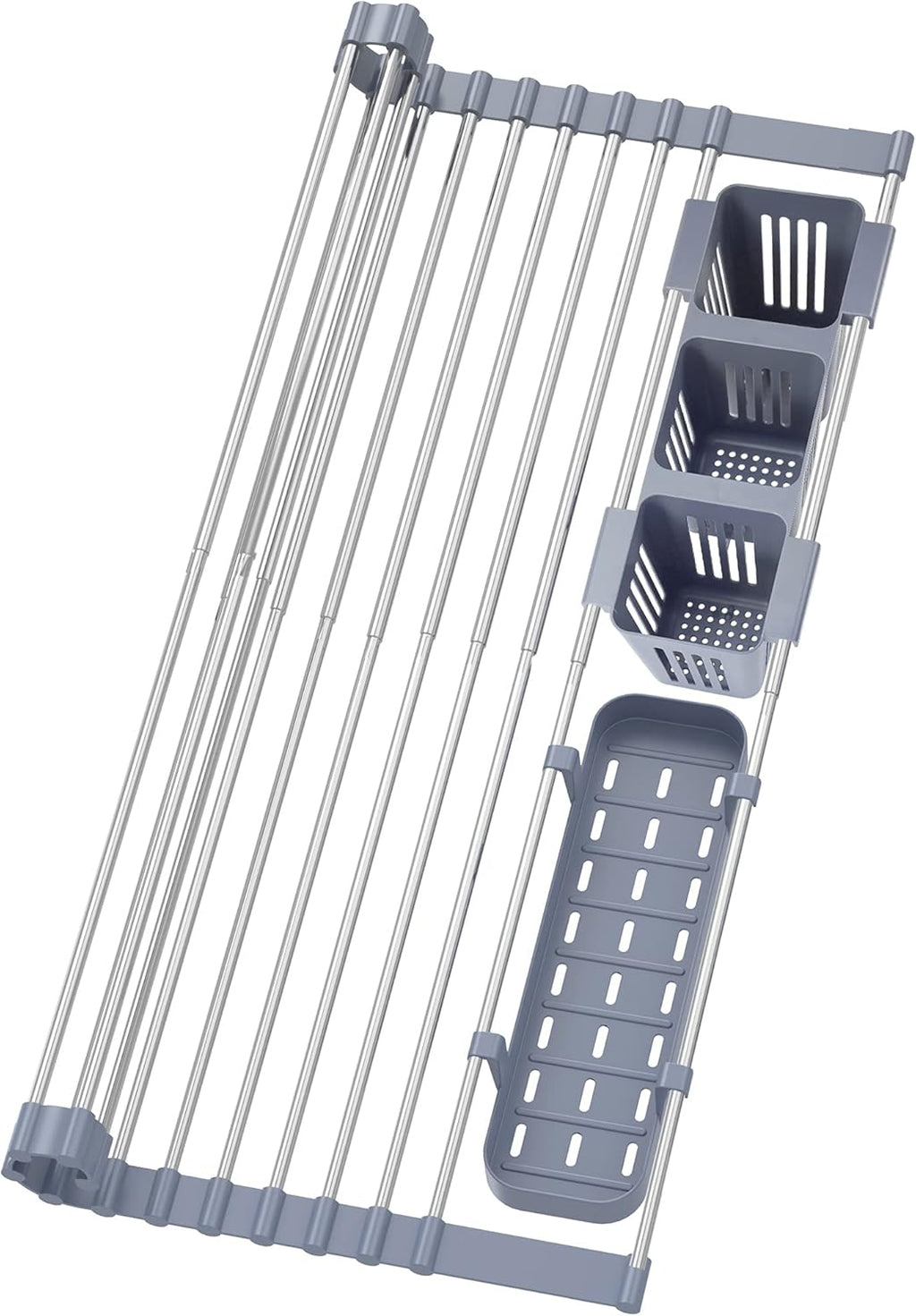 Over-the-Sink Roll-Up Drying Rack | Stainless Steel Foldable Kitchen Dish Drying Rack