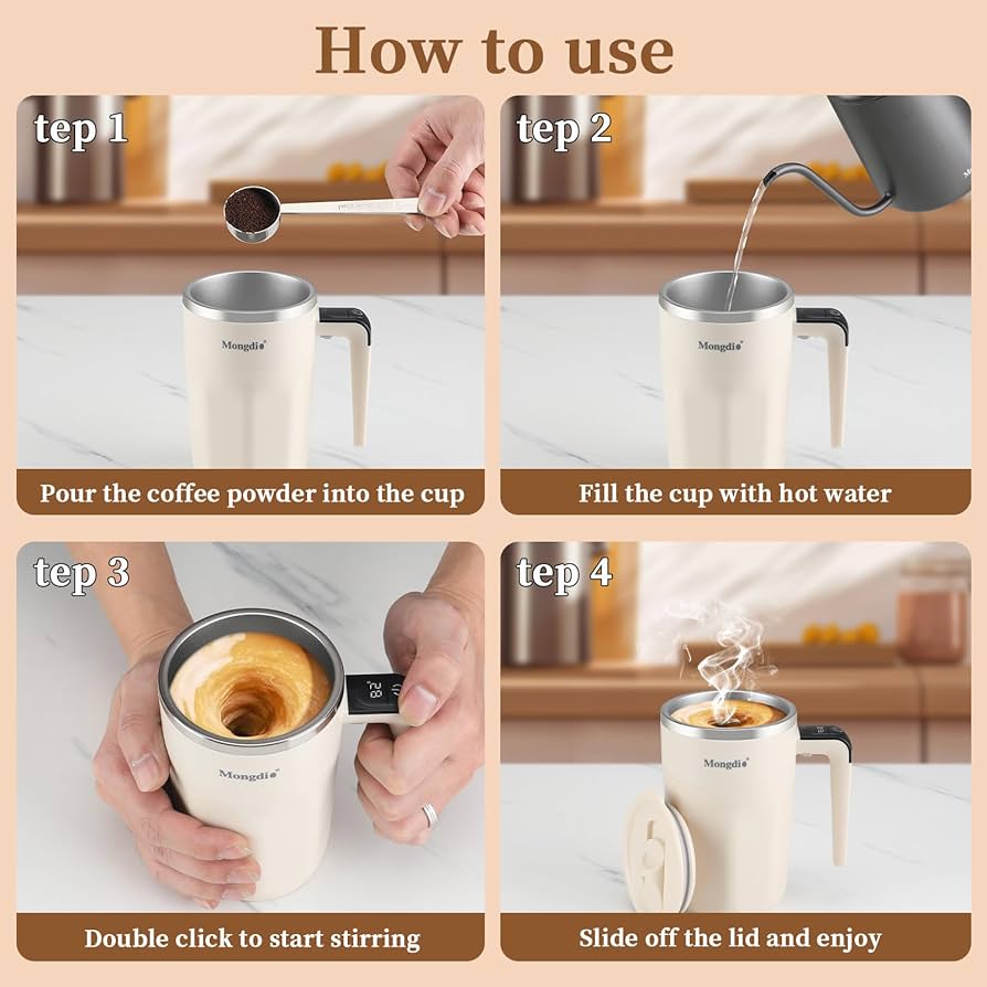 Automatic Self-Stirring Coffee Mug | Rechargeable Electric Mixing Cup