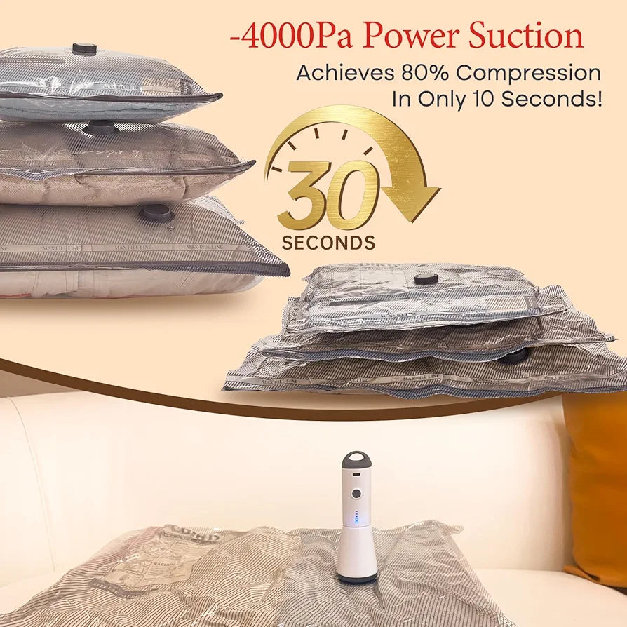 Vacuum Storage Bags with Electric Pump | Space Saving Compression Bags for Clothes & Bedding