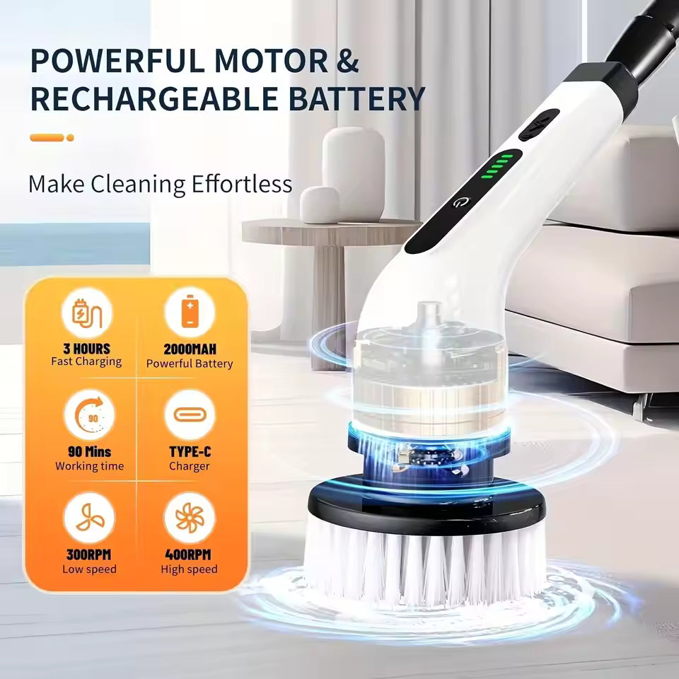 Cordless Electric Spin Scrubber | Rechargeable Bathroom & Kitchen Cleaning Brush