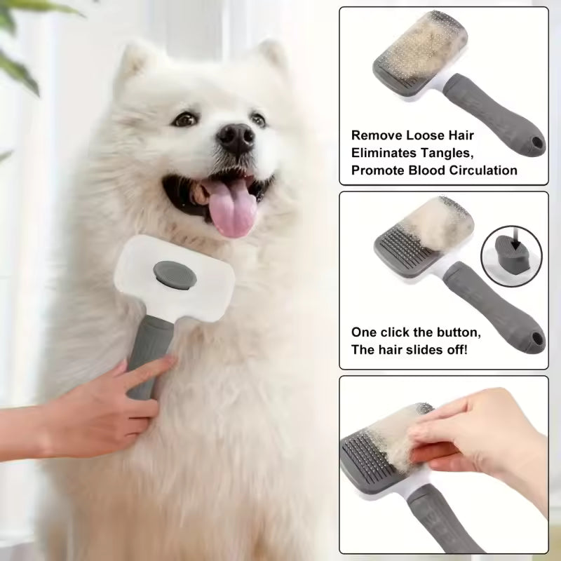 Self Cleaning Pet Grooming Brush | Dog & Cat Deshedding Slicker Brush
