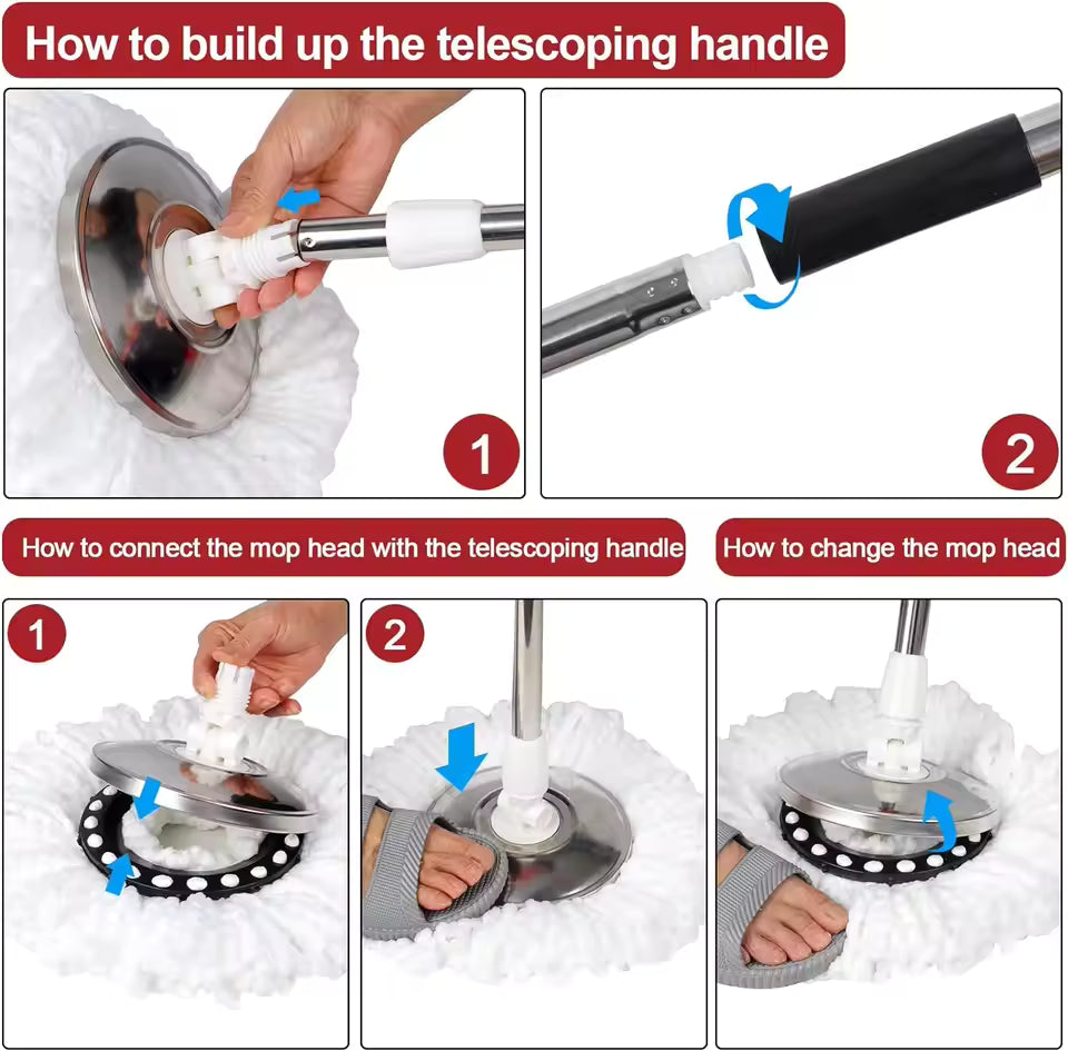 360° Rotating Microfiber Dust Mop | Adjustable Floor Cleaning Mop