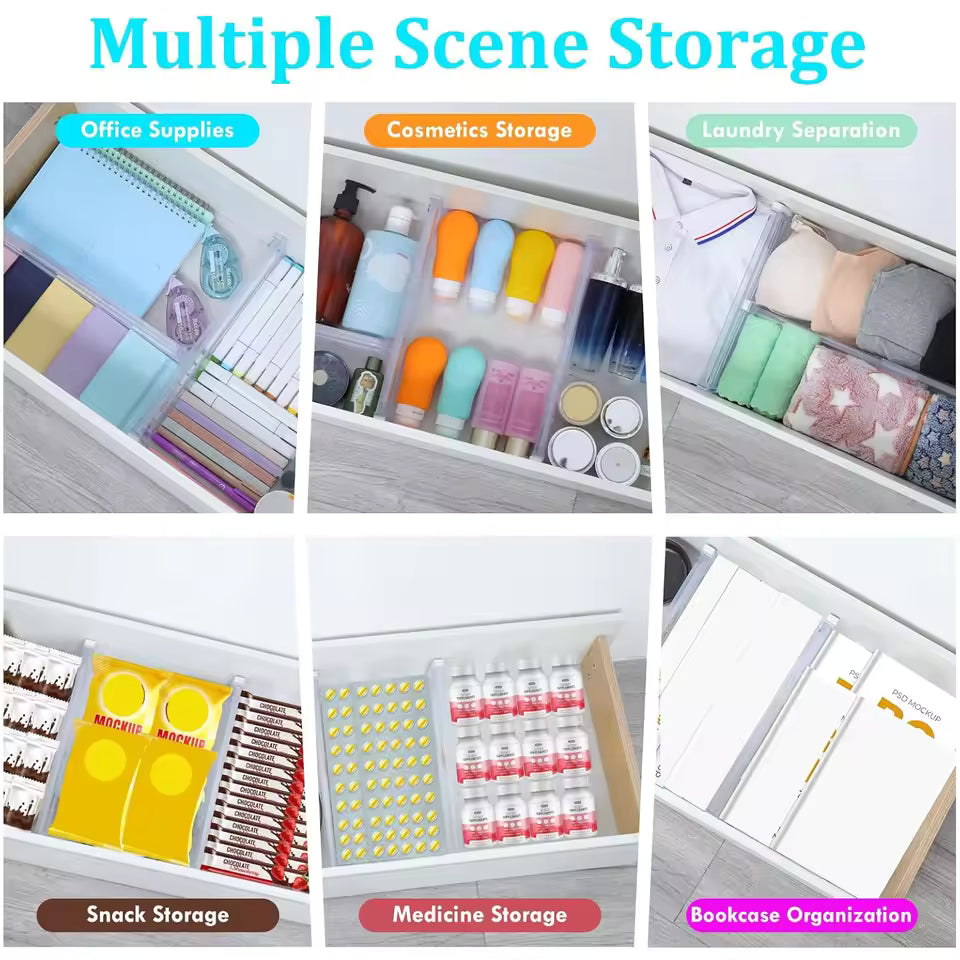 Adjustable Drawer Organizer Divider Set | Expandable Closet & Kitchen Drawer Organizers