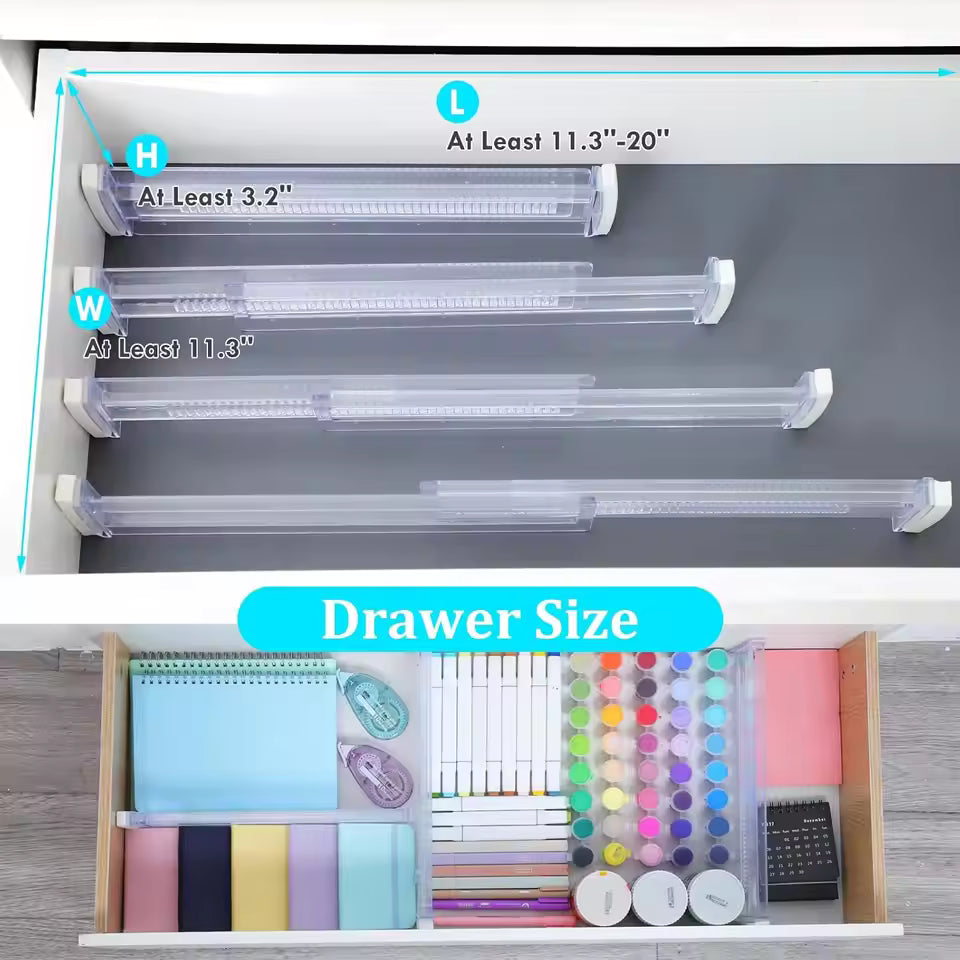 Adjustable Drawer Organizer Divider Set | Expandable Closet & Kitchen Drawer Organizers