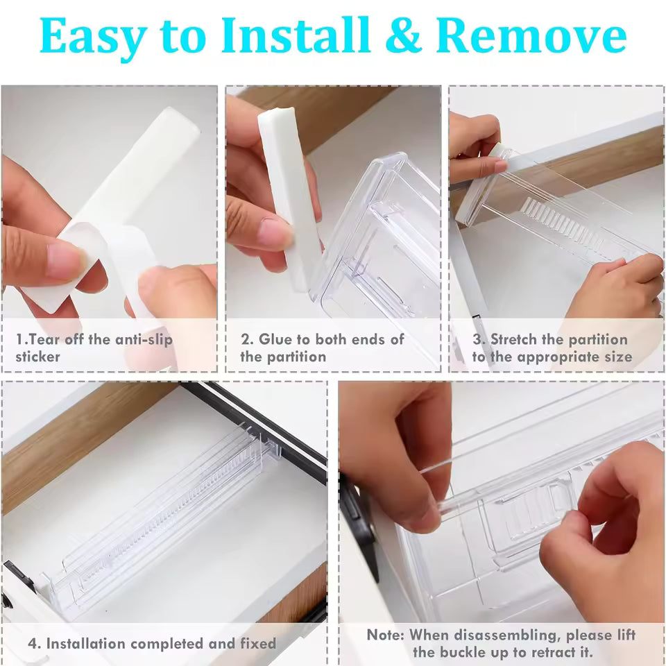 Adjustable Drawer Organizer Divider Set | Expandable Closet & Kitchen Drawer Organizers