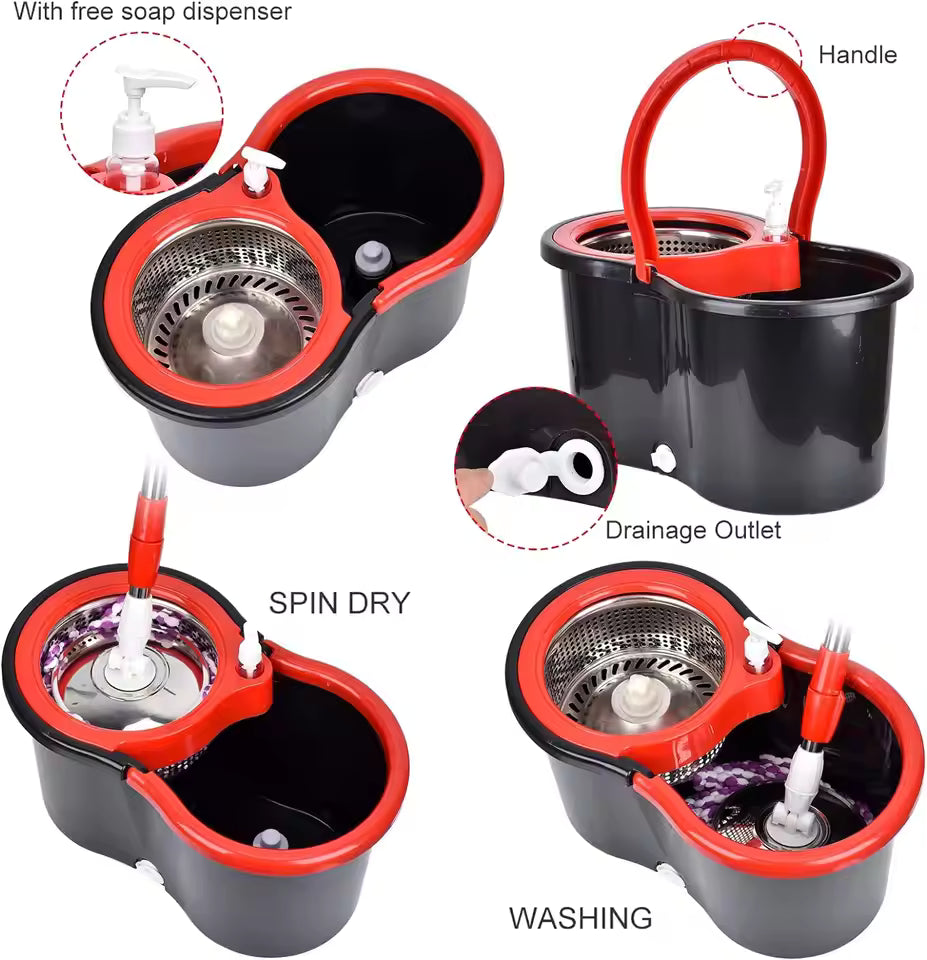 360° Rotating Microfiber Dust Mop | Adjustable Floor Cleaning Mop