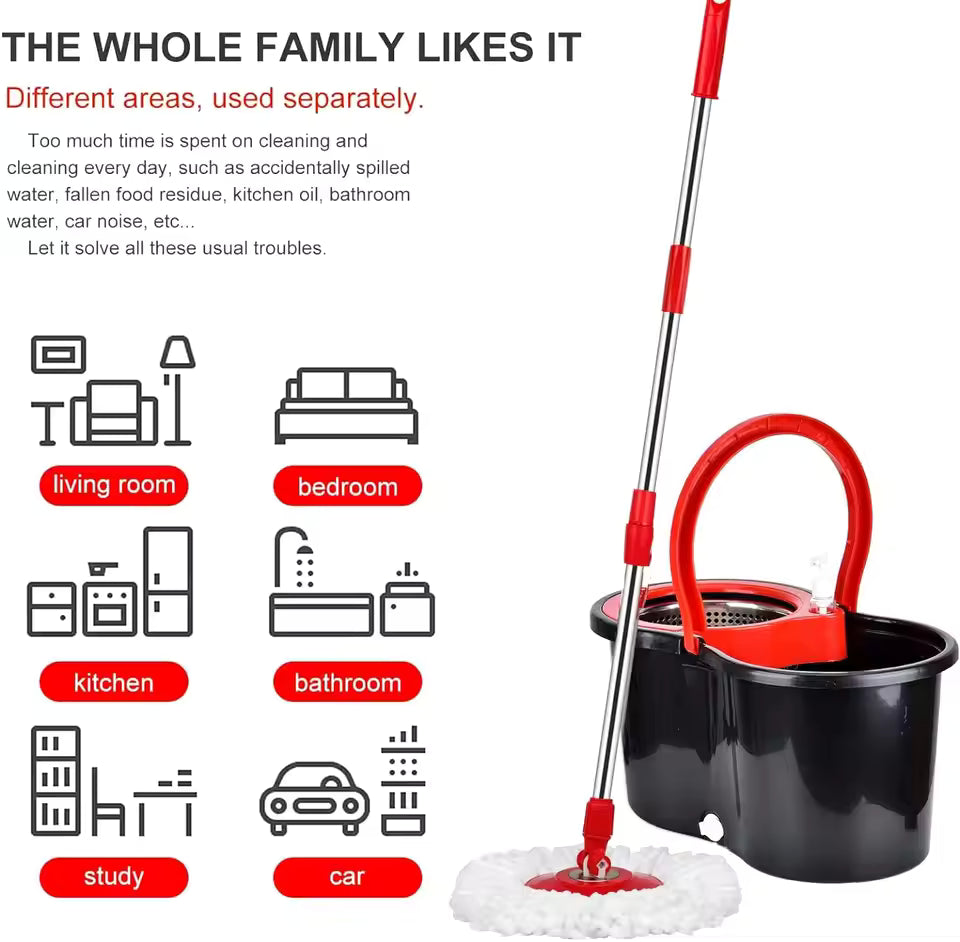 360° Rotating Microfiber Dust Mop | Adjustable Floor Cleaning Mop