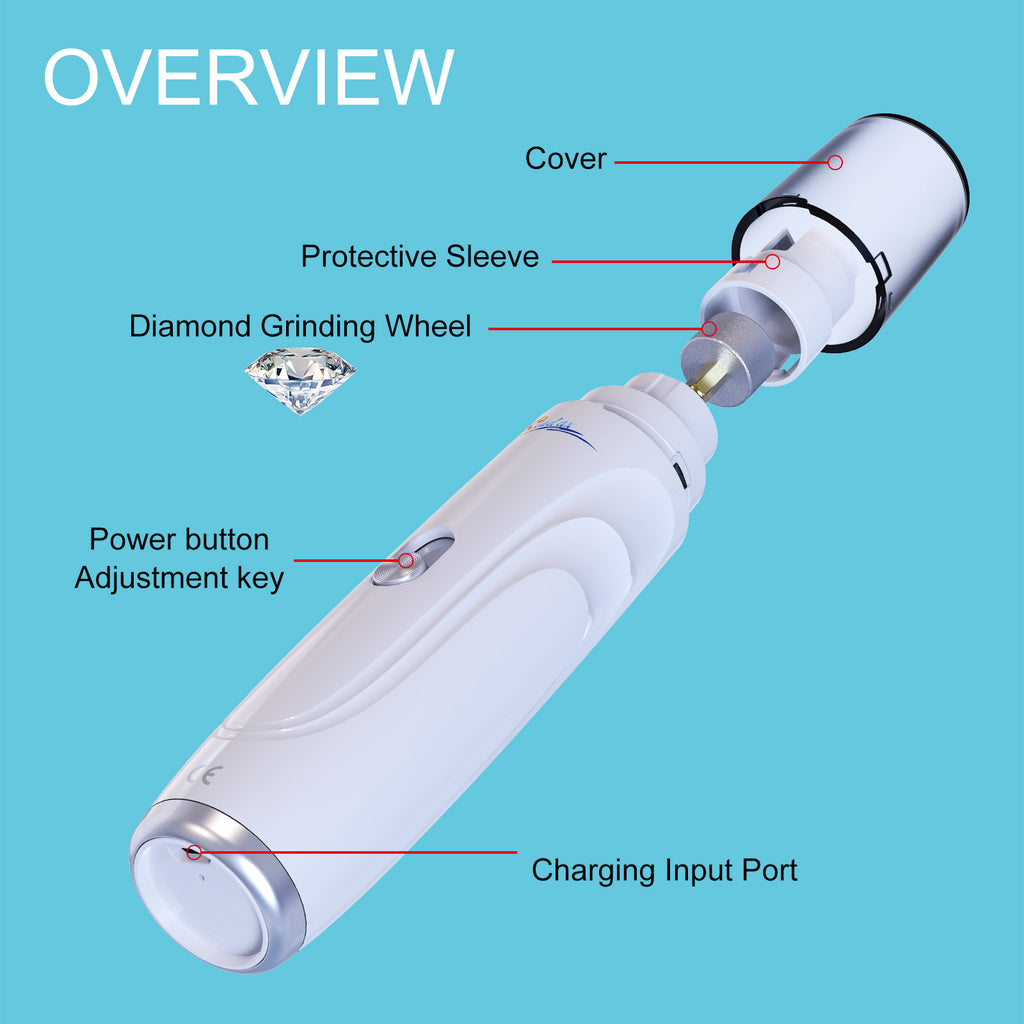 Rechargeable Pet Nail Grinder | Quiet Electric Dog & Cat Nail Trimmer