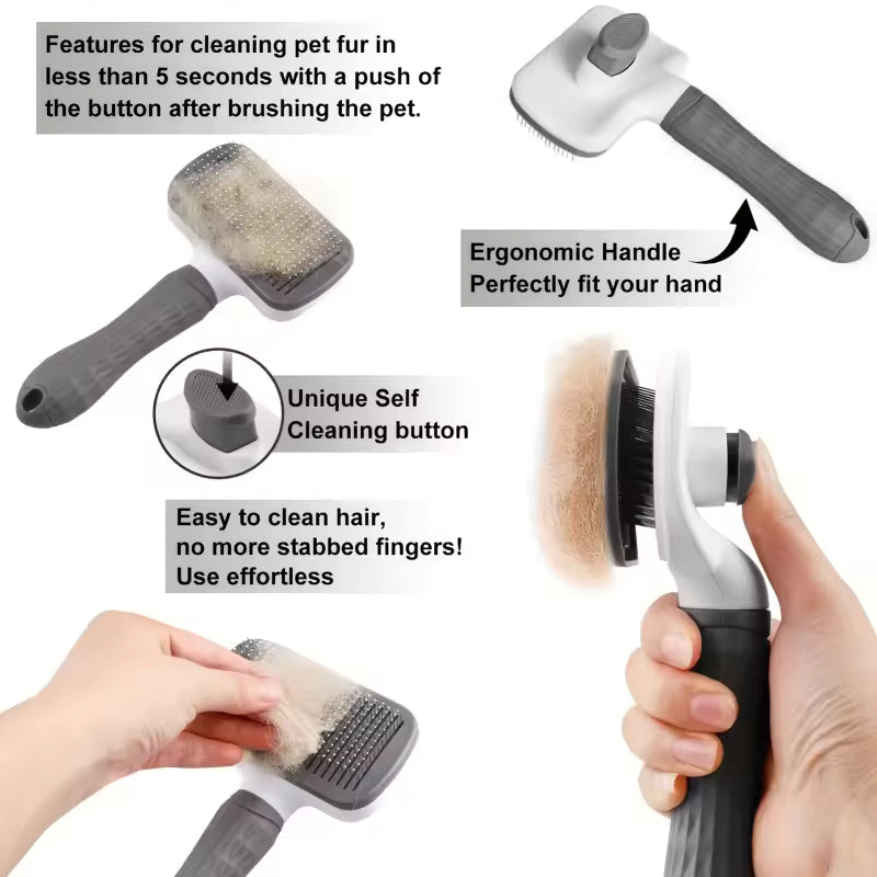 Self Cleaning Pet Grooming Brush | Dog & Cat Deshedding Slicker Brush